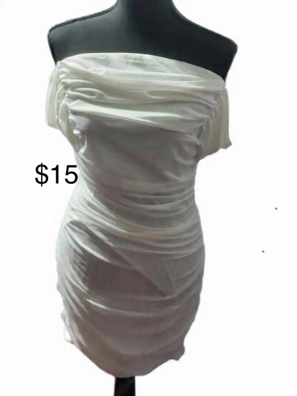 Off-Shoulder White Ruched Bodycon Dress
